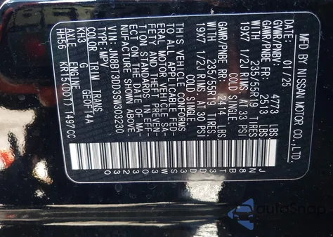 2025 Nissan Rogue Platinum Intelligent Awd from USA, damaged, VIN JN8BT3DD3SW303230